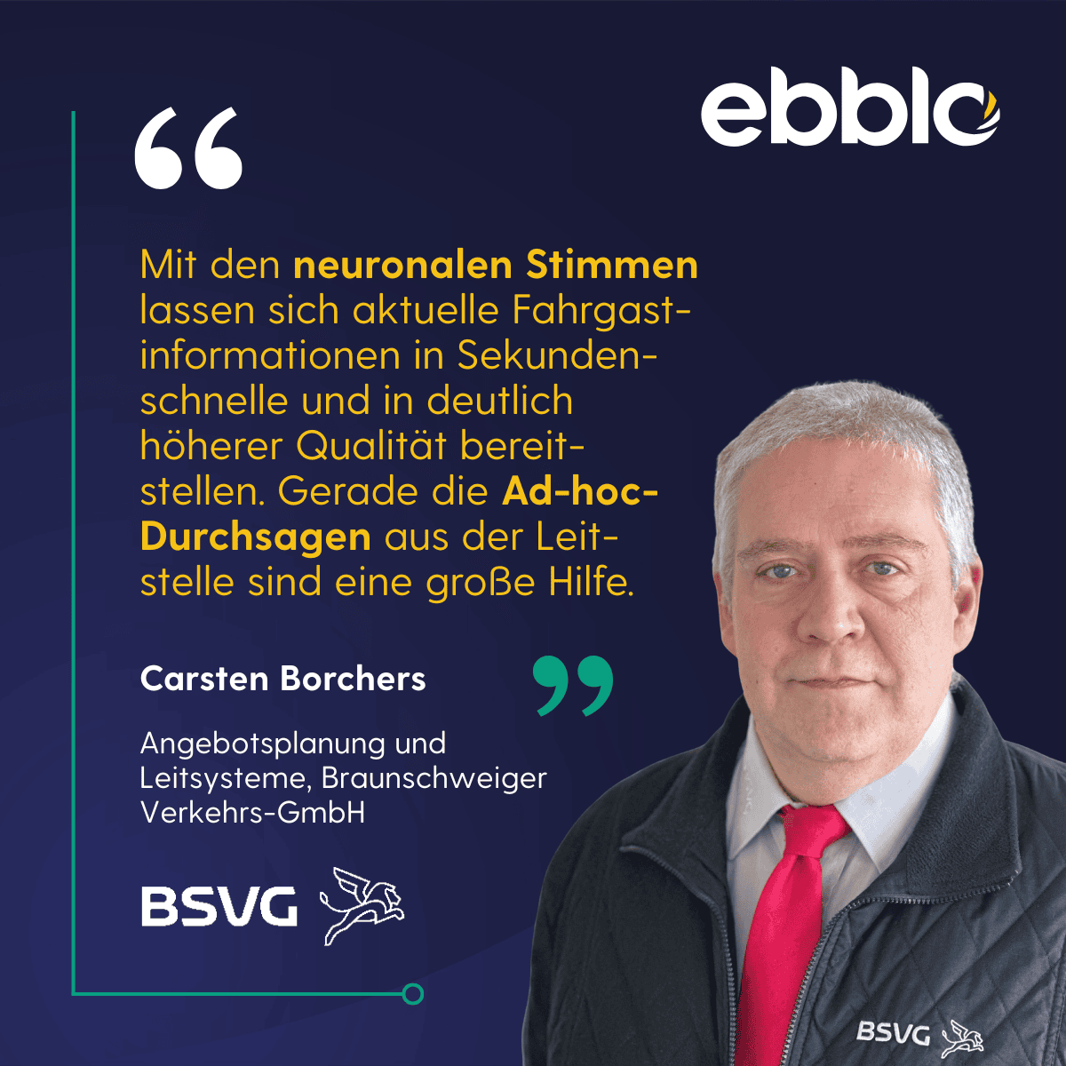 Mit den neuronalen Stimmen lassen sich aktuelle Fahrgastinformationen in Sekundenschnelle und in deutlich höherer Qualität bereitstellen. Gerade die Ad-hoc-Durchsagen aus der Leitstelle sind eine große Hilfe.