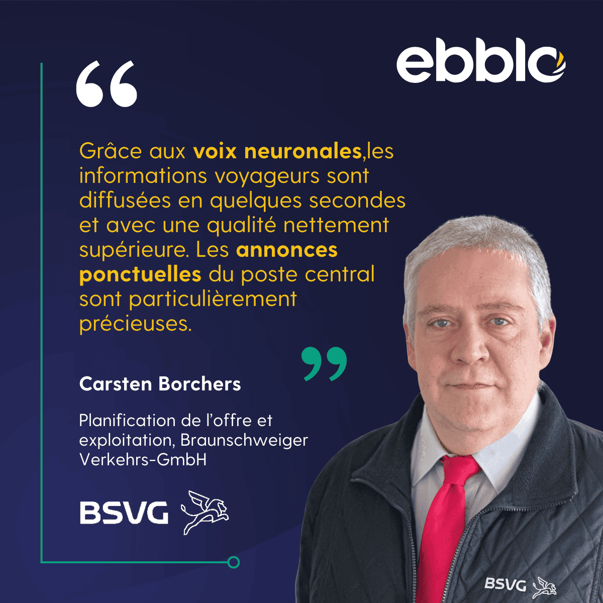 Avec les voix neuronales, les informations aux passagers actuelles peuvent être mises à disposition en quelques secondes et dans une qualité nettement supérieure. Les annonces ad hoc depuis le poste central de commande sont particulièrement utiles.